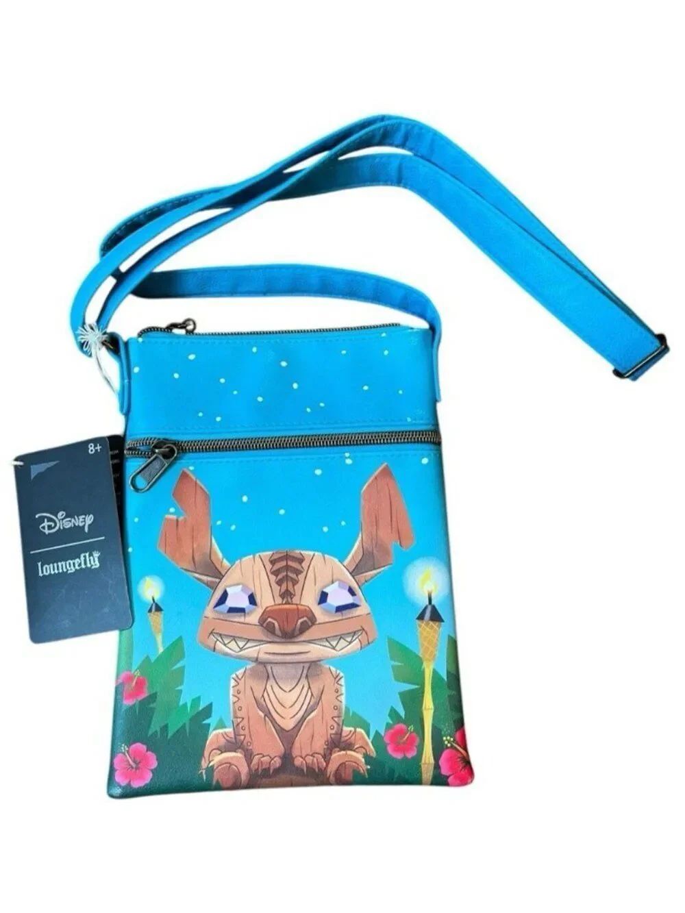 LOUNGEFLY Lilo and Stitch Tiki Stitch Scrump Passport Crossbody Bag NWT